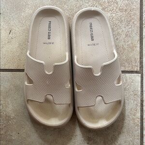Beige Slide Sandals